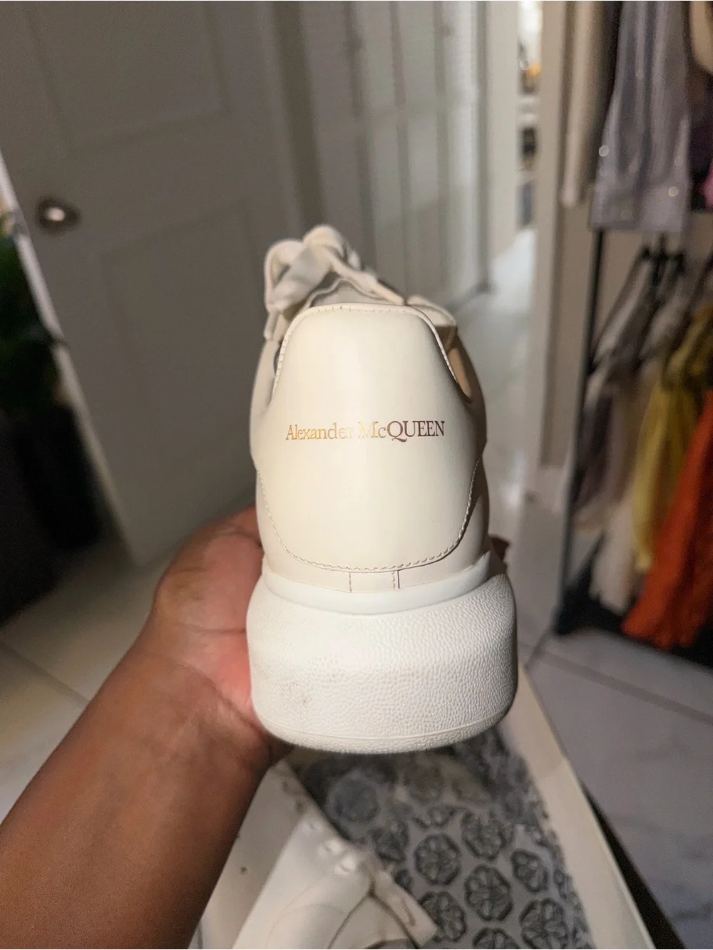 Alexander McQueen White Leather Oversized Sole Sneakers
